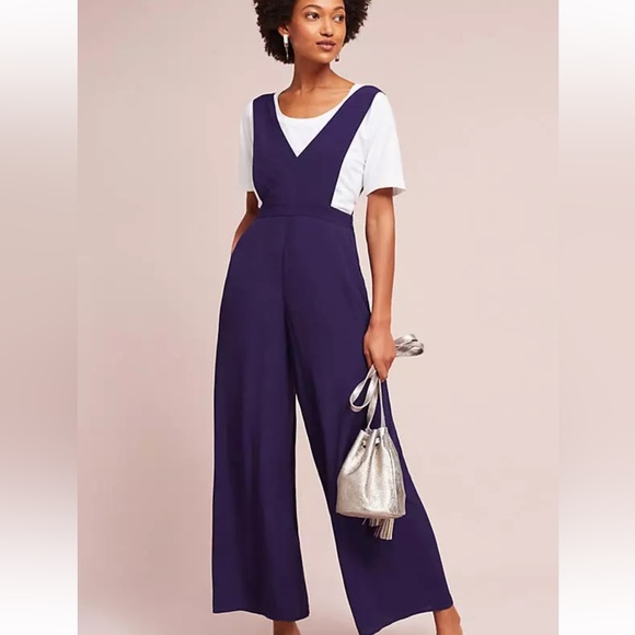 Anthropologie Pants - Anthropologie Apron Wide-Leg purple Jumpsuit by Maeve womens 4